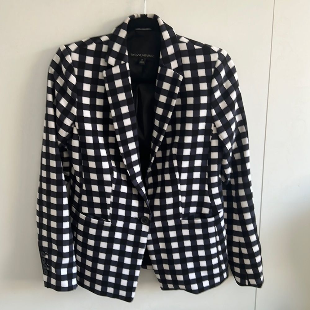 Banana Republic Checks / Checkered Blazer - Blue, white and black
